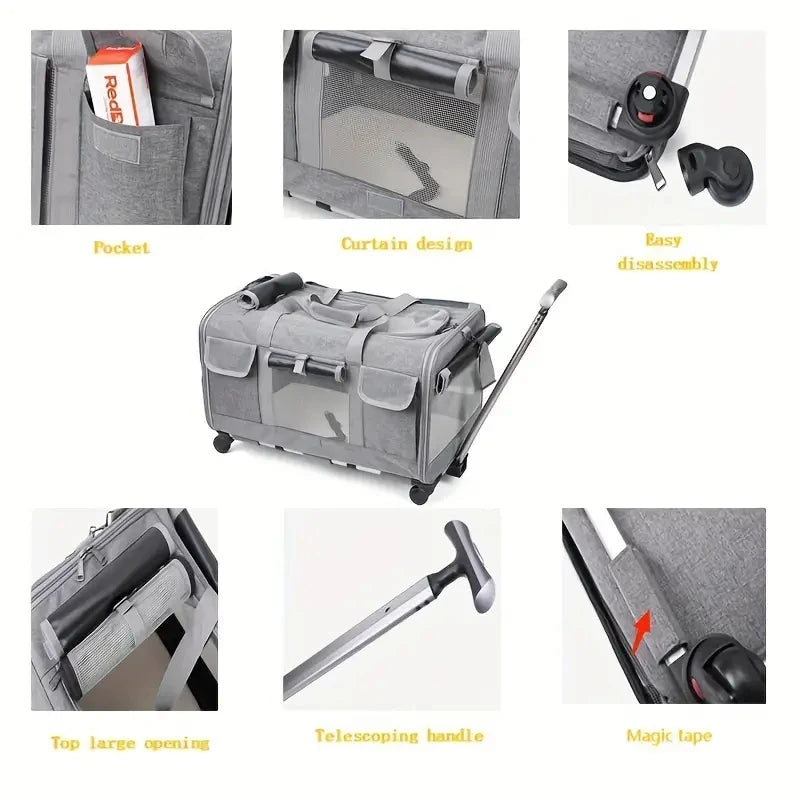 Pet Trolley Carrier – Portable, Detachable, Foldable Bag – ClubPaws