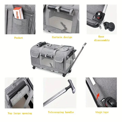 Pet Trolley Carrier – Portable, Detachable, Foldable Bag – ClubPaws
