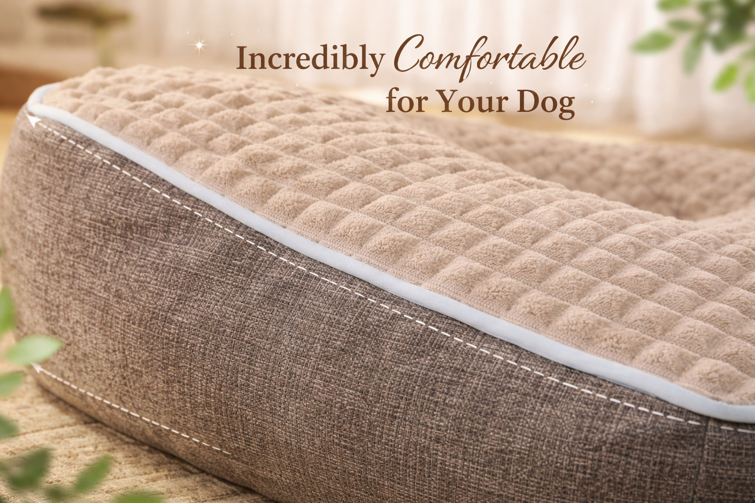 Small Plush Dog Bed with Orthopedic Support and Bolster Edges