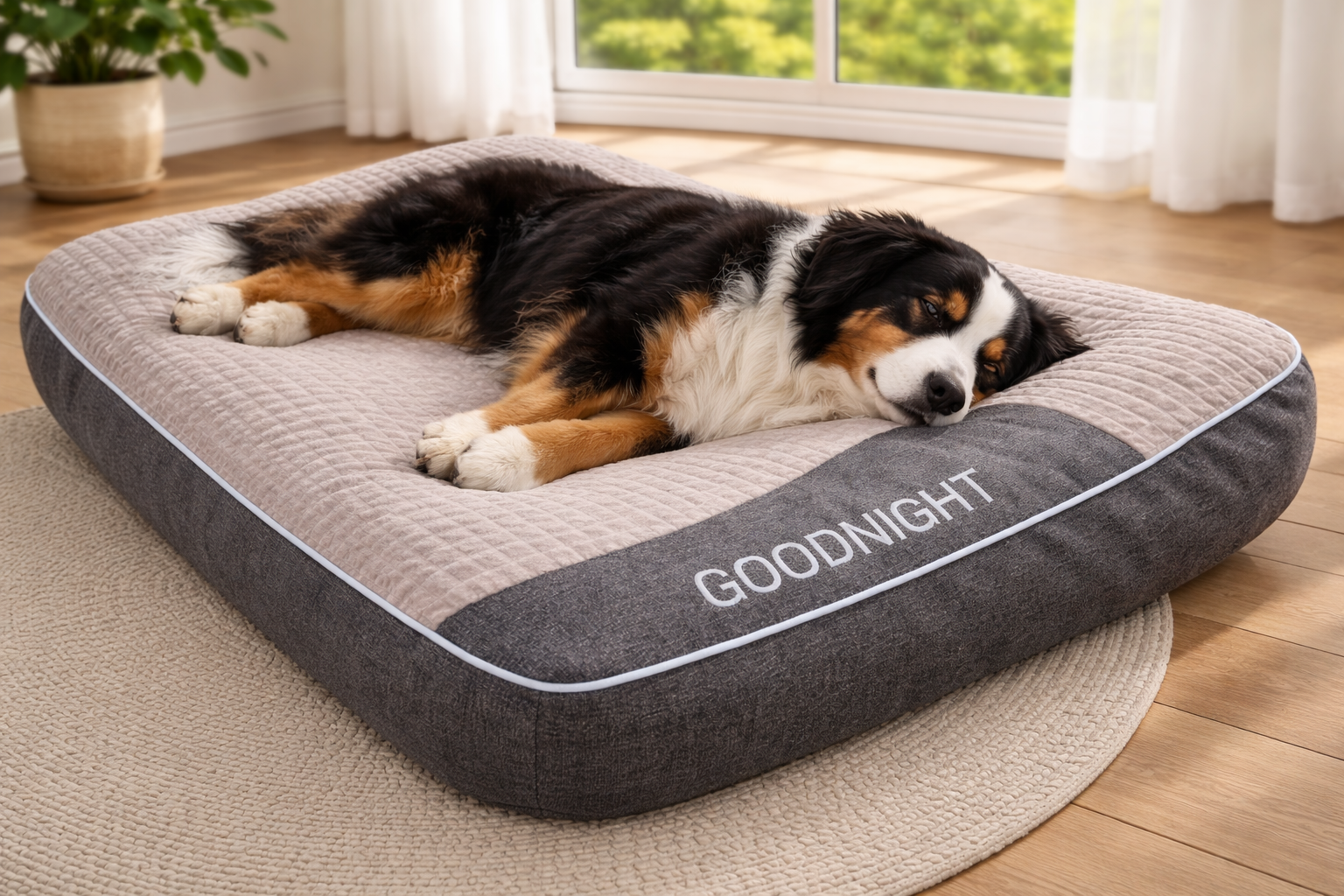 Small Plush Dog Bed with Orthopedic Support and Bolster Edges