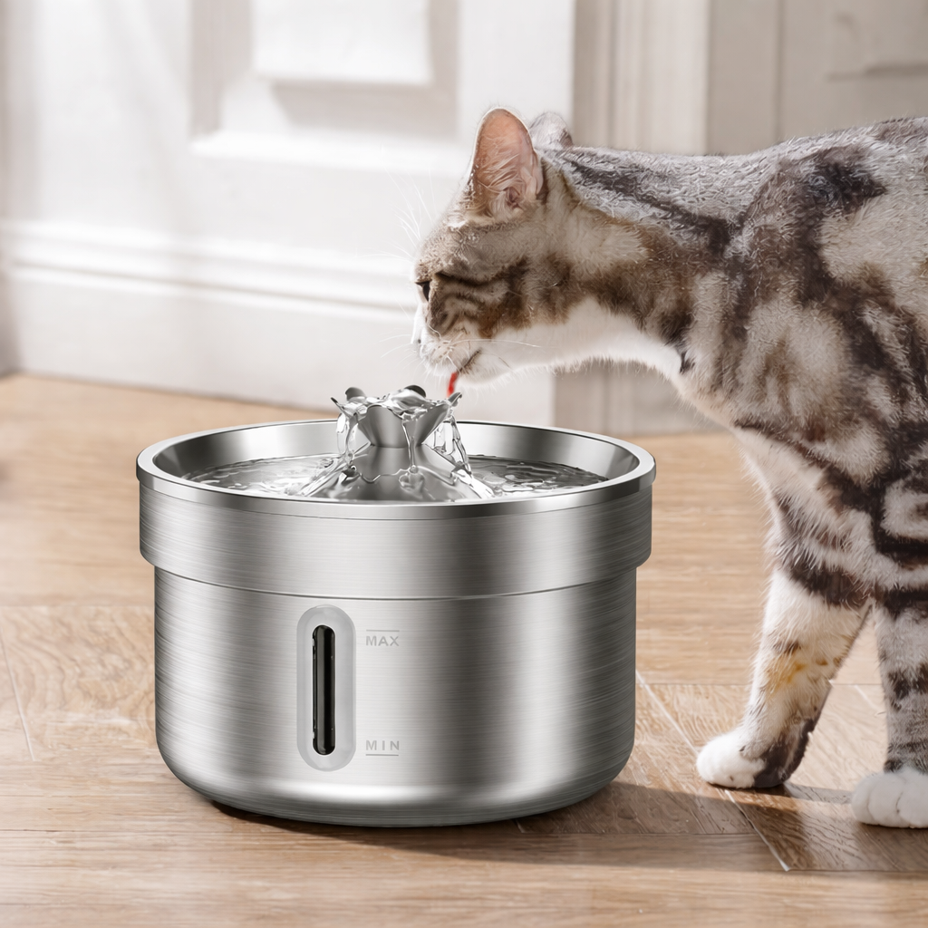Automatic Stainless Steel Pet Water Fountain – Cat & Dog – ClubPaws