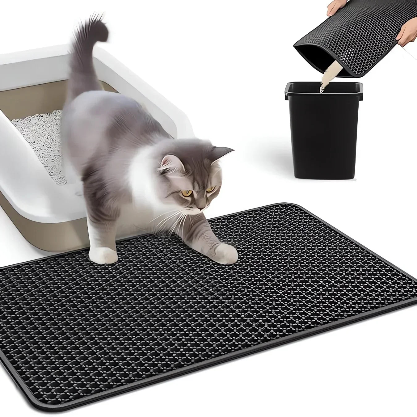 Waterproof Cat Litter Mat Double Layer EVA – Non Slip Sand Trapping Washable Litter Box Pad