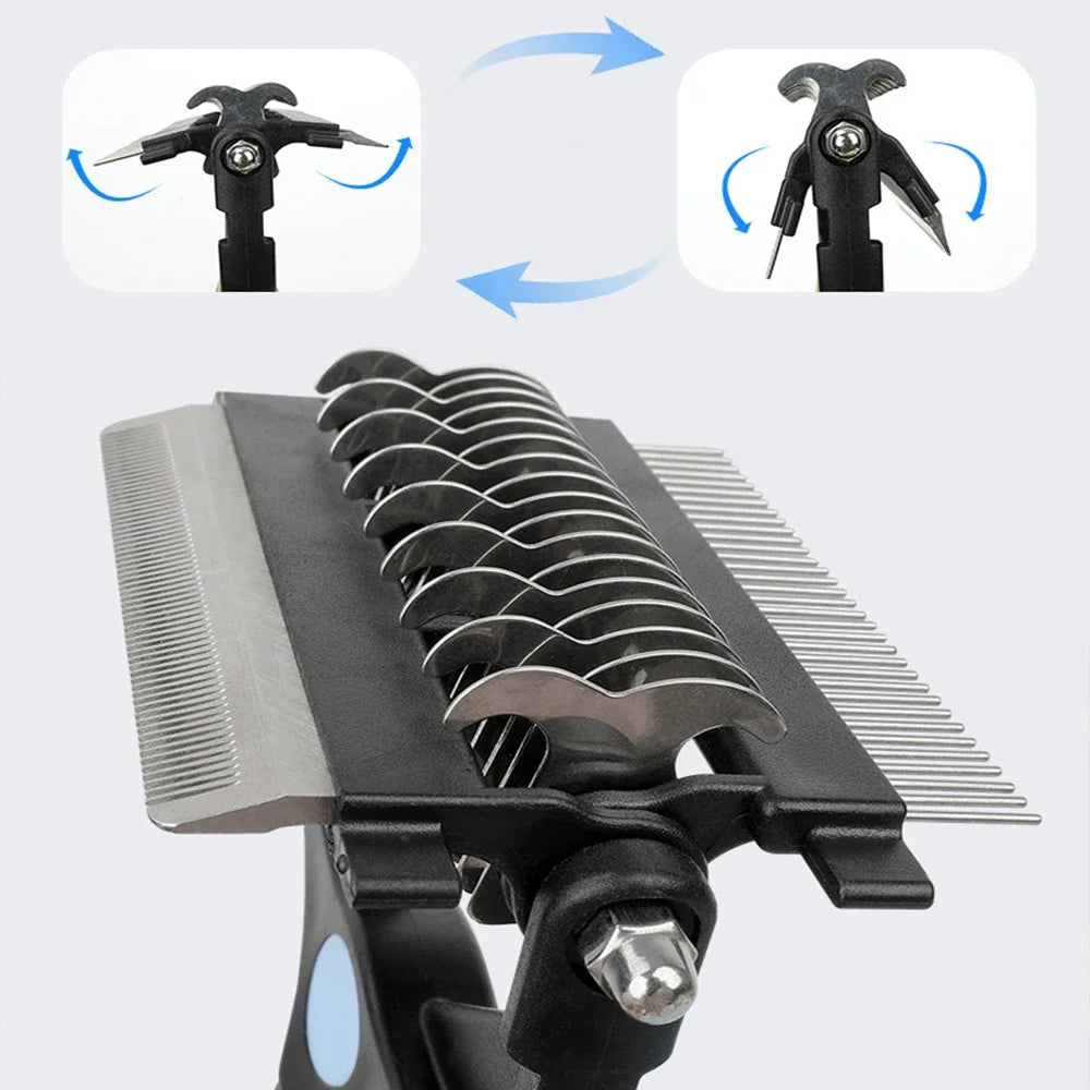3-in-1 Pet Deshedding Brush Dog Cat Fur Remover Knot Cutter