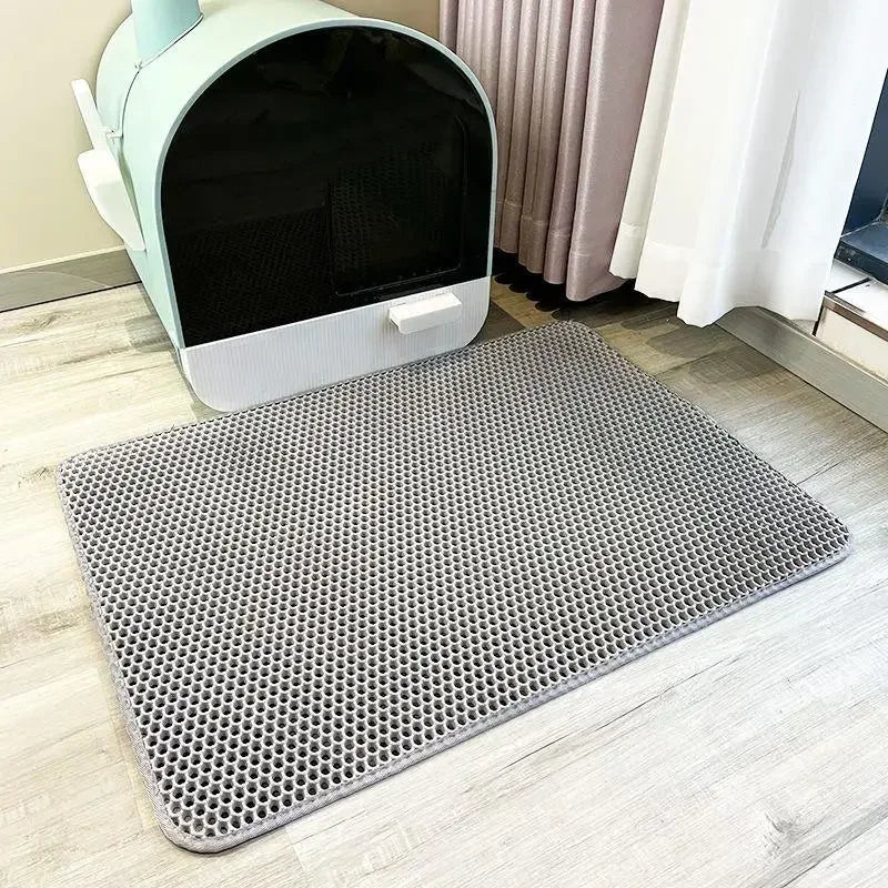 Waterproof Cat Litter Mat Double Layer EVA – Non Slip Sand Trapping Washable Litter Box Pad