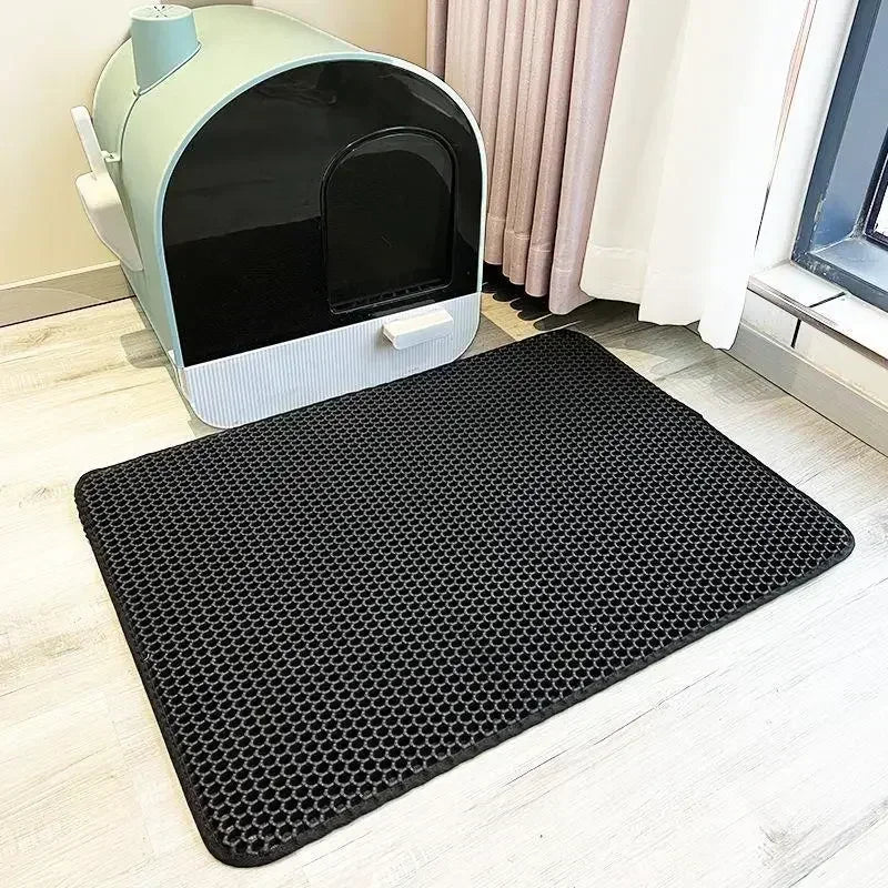 Waterproof Cat Litter Mat Double Layer EVA – Non Slip Sand Trapping Washable Litter Box Pad