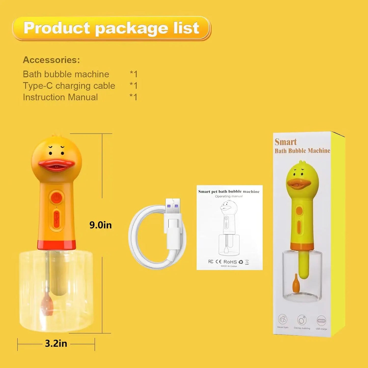 Dog Bath Foam Automatic Soap Dispenser USB Charging