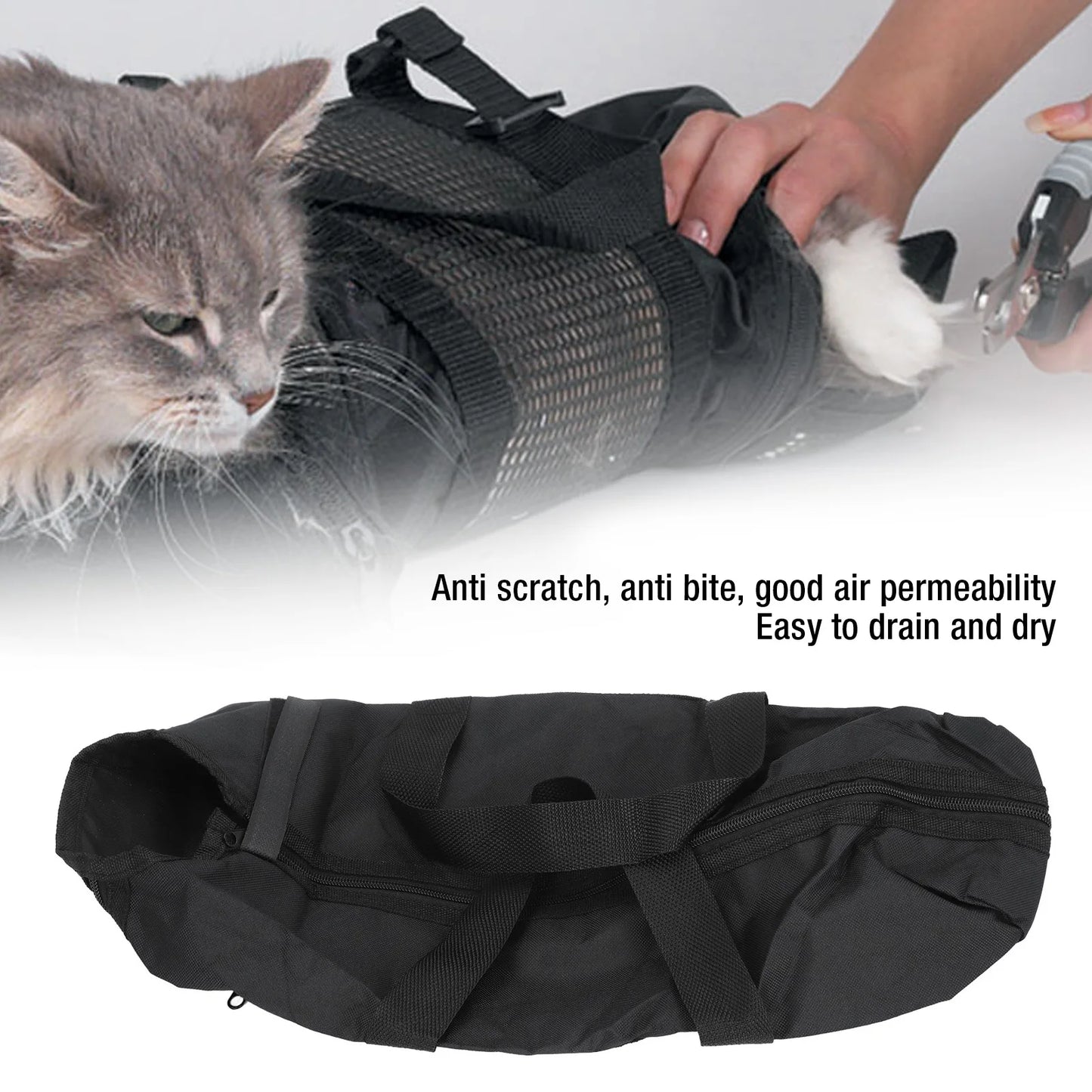 Cat Grooming Restraint Bag for Bathing & Trimming