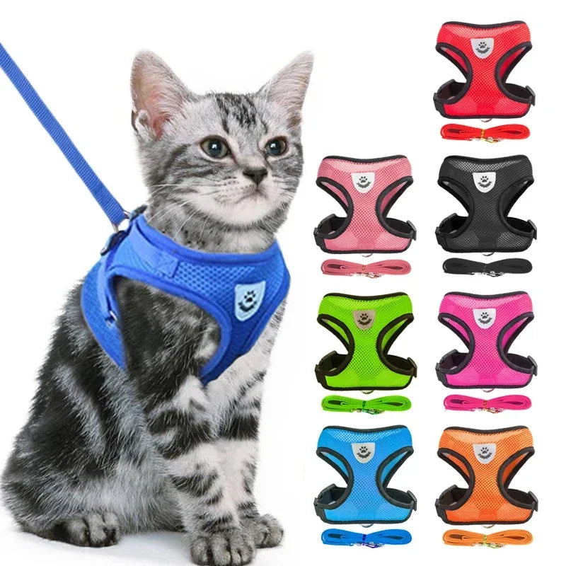 Adjustable Breathable Cat Harness Vest & Leash Set