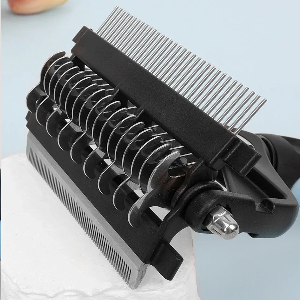 3-in-1 Pet Deshedding Brush Dog Cat Fur Remover Knot Cutter