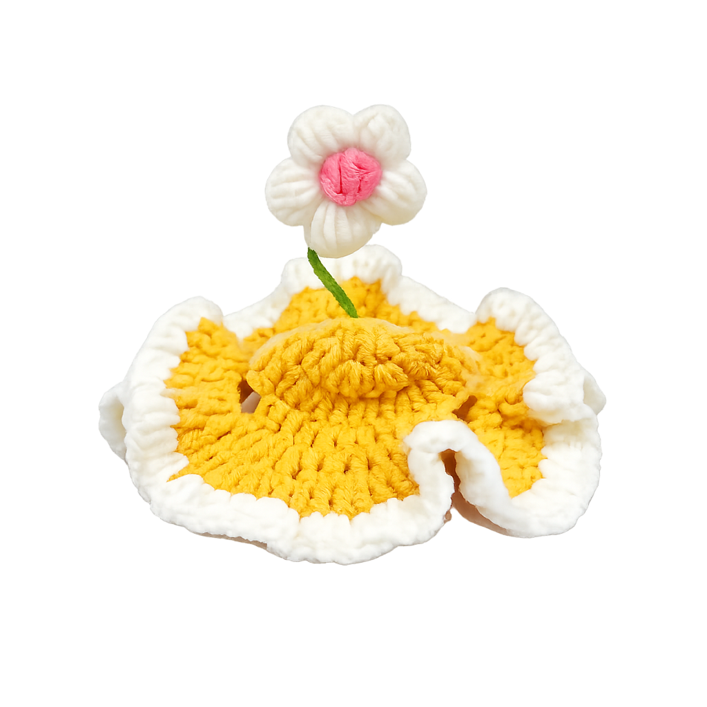 Flower Crochet Pet Hat – Knitted Cat & Puppy Costume