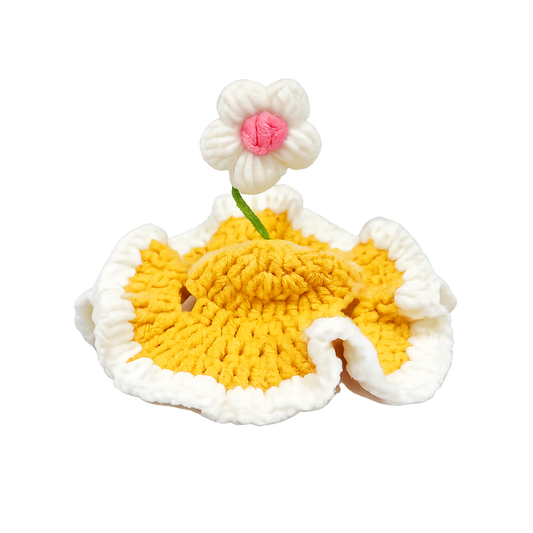 Flower Crochet Pet Hat – Knitted Cat & Puppy Costume